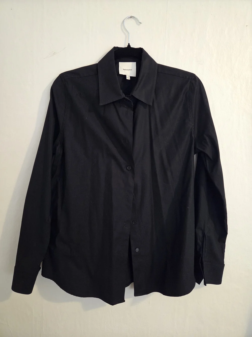 Reformation Alfie Black Button-Down Shirt